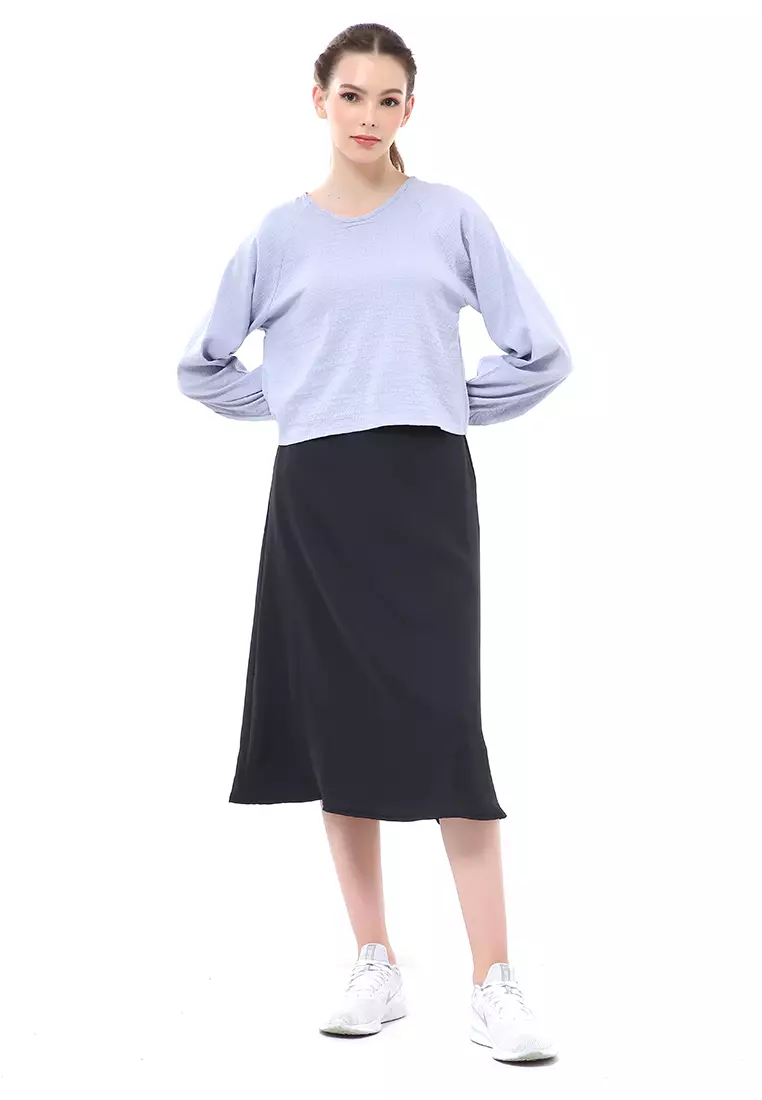 Albertine Blouse Atasan Wanita Lengan Panjang Desain Balon Material Crinkle ORIGINAL - Blue