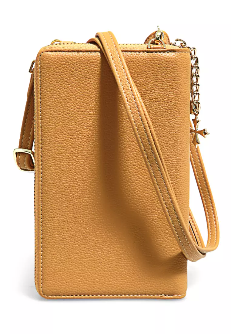 Tas Selempang Handphone Sling Bag Wanita Large Compartment Material Leather ORIGINAL