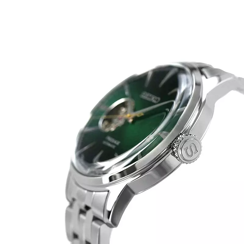 Jam Tangan Pria Seiko Presage SSA441J1 Cocktail Automatic Open Heart Green Gradation Dial Stainless Steel Strap