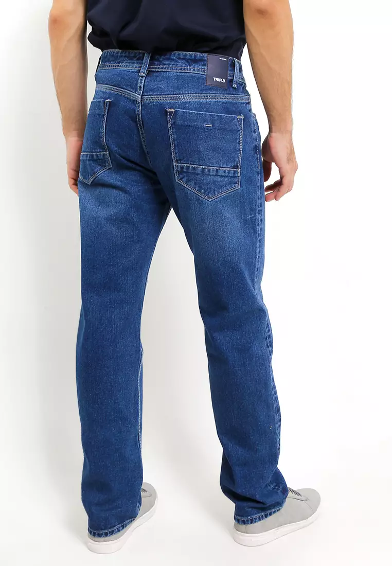 TRIPLE Celana Jeans Non Stretch Regular Fit Medium Wash (191 888 05 BWB)