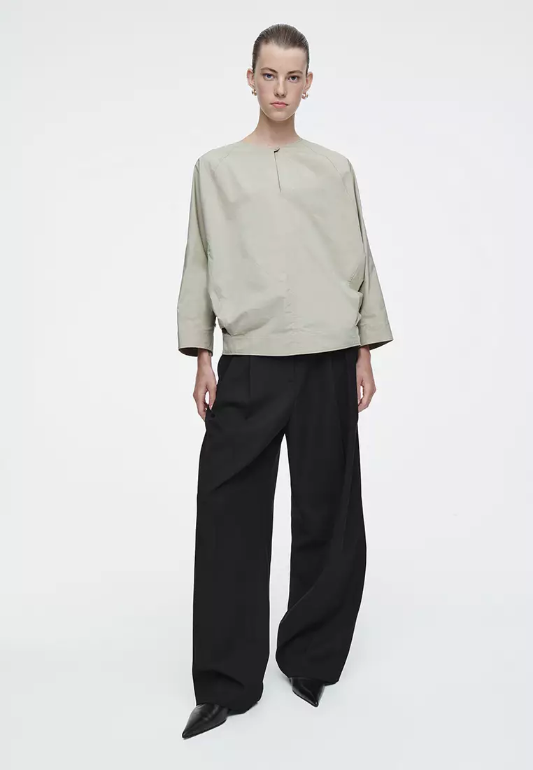 Elasticated Batwing-Sleeve Blouse