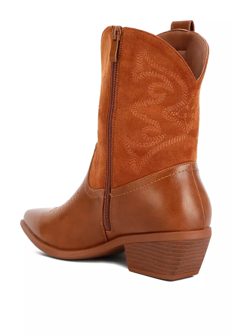 Low heeled cowboy boots top