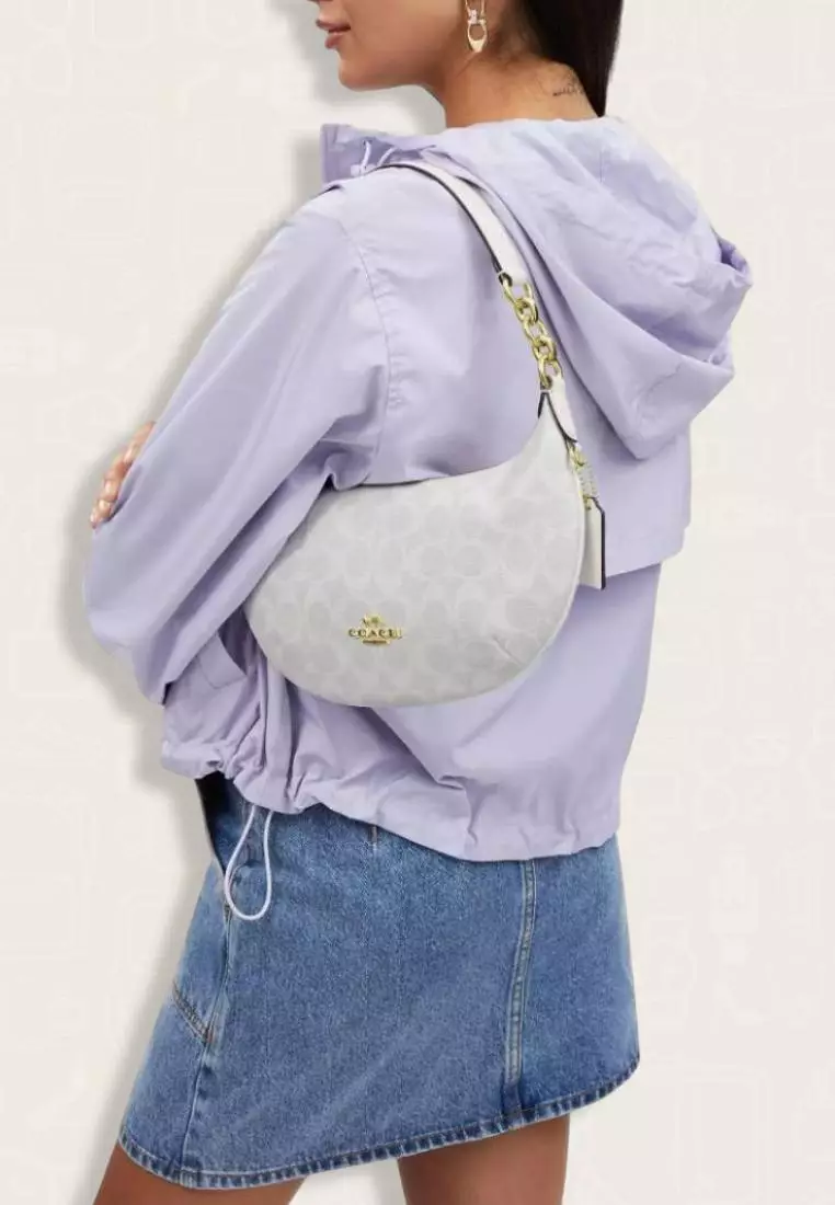 Coach Payton Hobo In Signature Canvas Glacier White