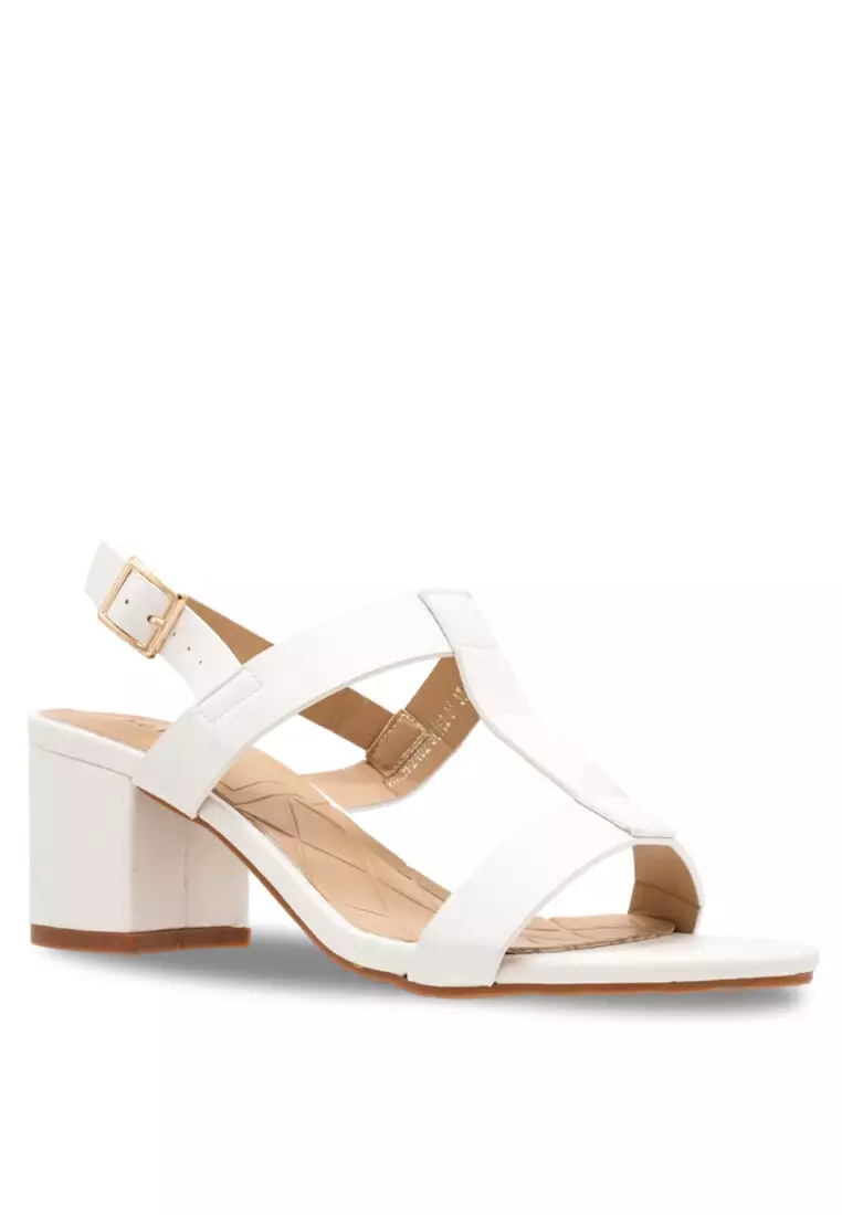 Women Sling Back Faux Leather Strap Casual Heels - 240290162
