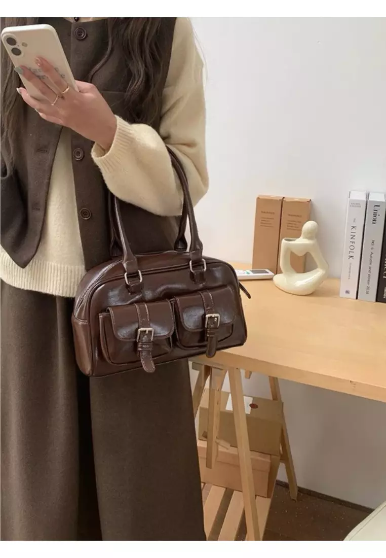 Saeko Brown Handbag Hand Shoulder Bag