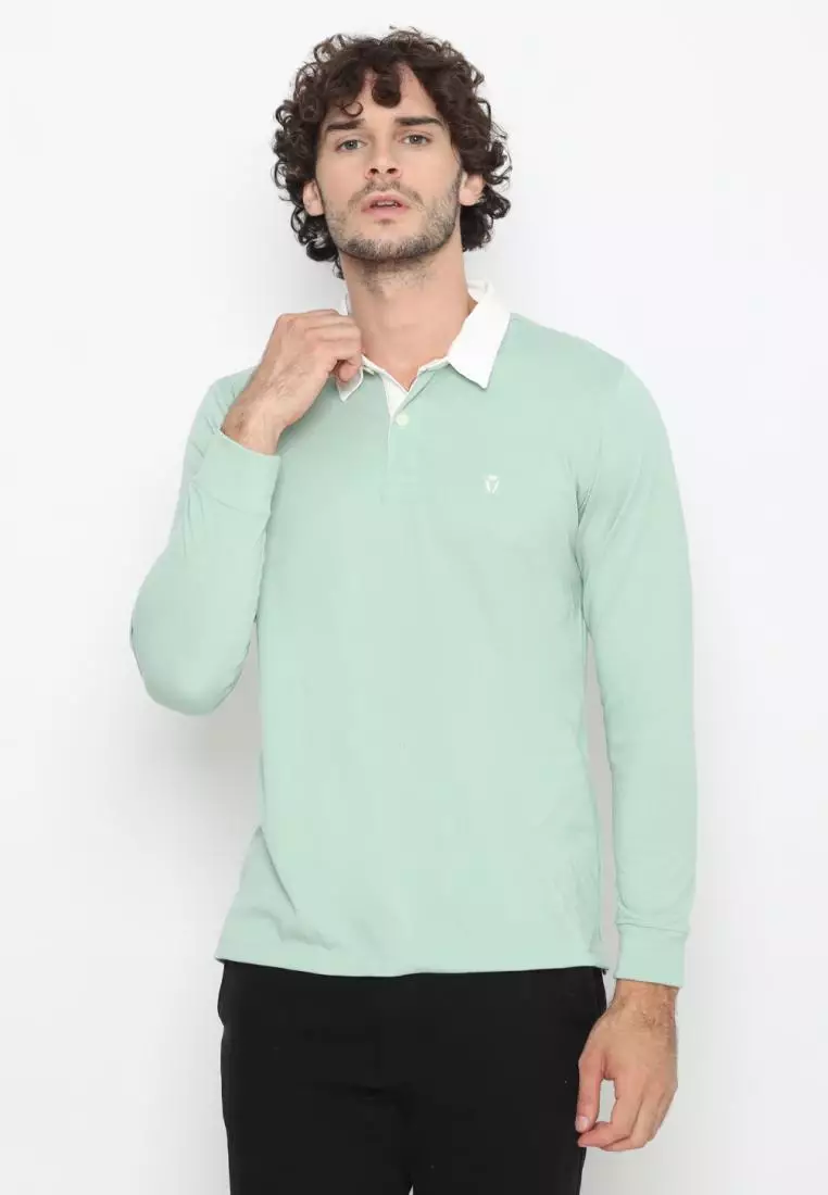 Matsuda Kaos Rugby Polo Shirt Pria Lengan Panjang Fujidera