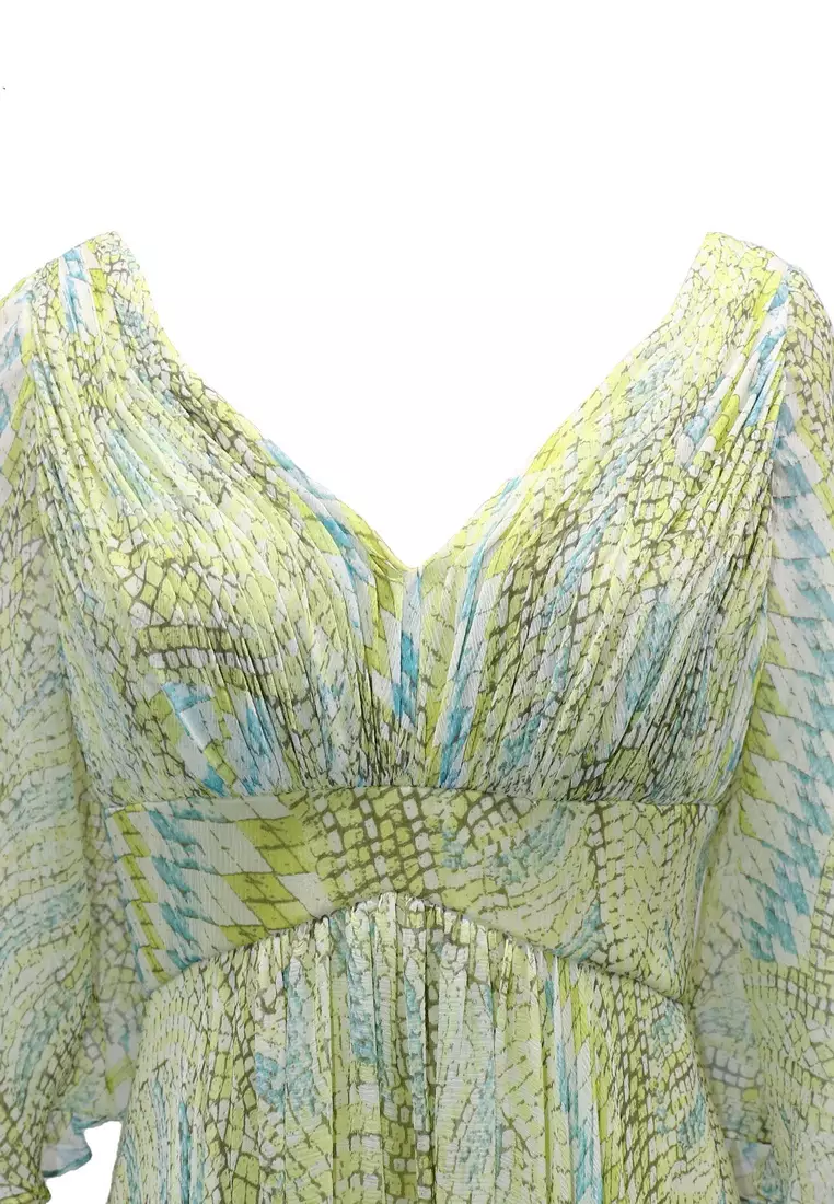 Feminine Beauty Silk Chiffon Long Sleeves Evening Gown