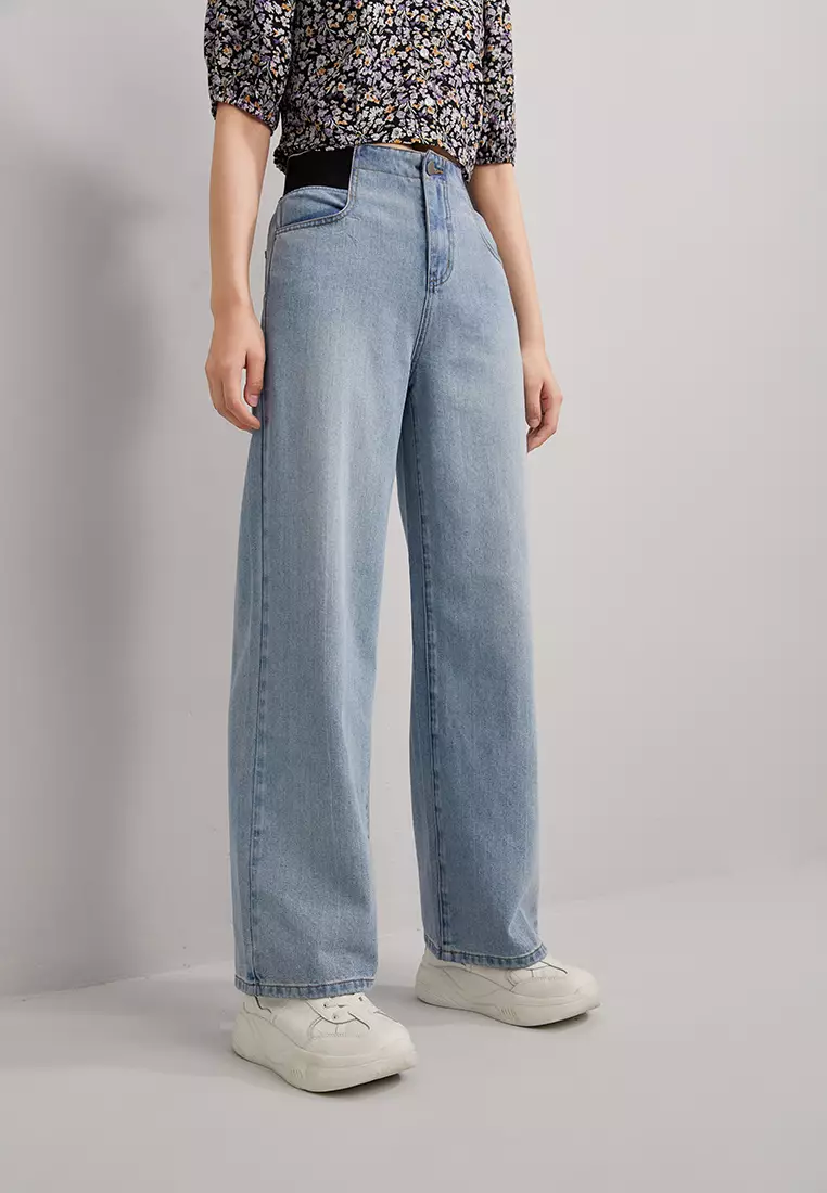 Contrast Waistband Jeans