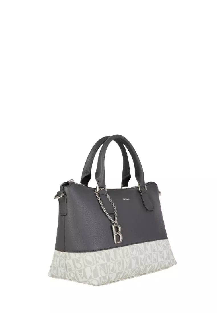 Bonia White/Dark Grey Carina Satchel Bag
