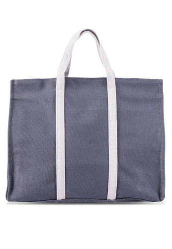 Bagstation grey Duo-Tone Canvas Top Handle Bag BA607AC0RL0XMY_1