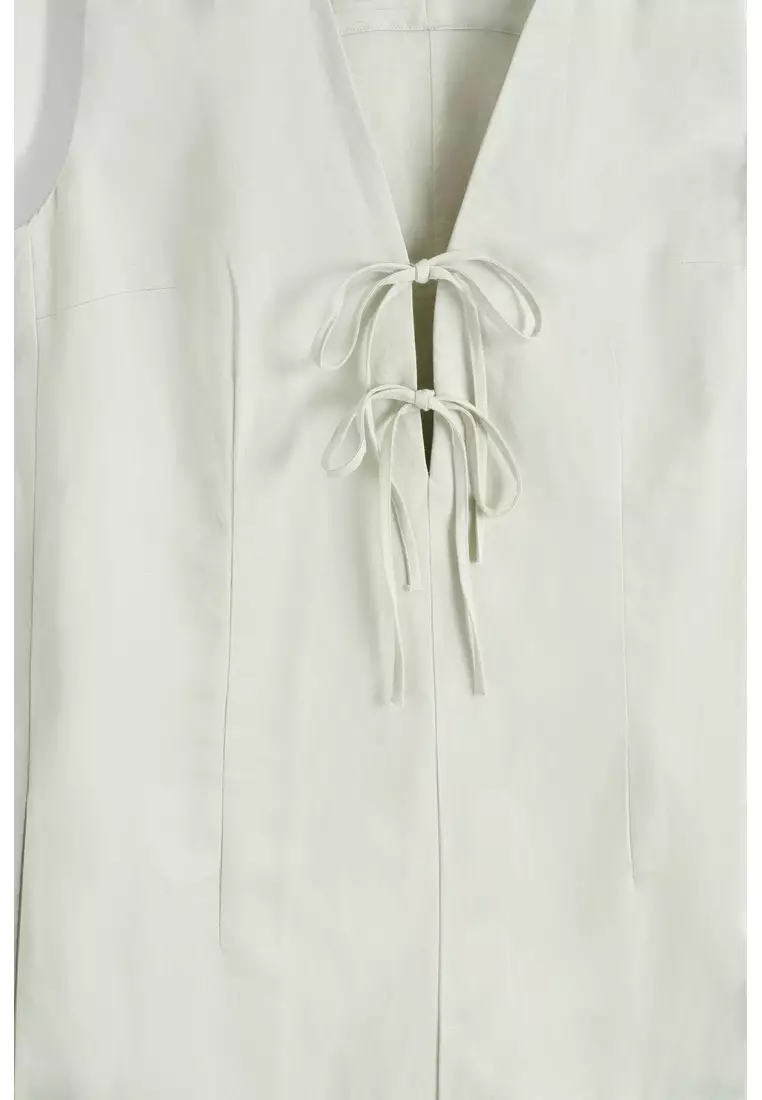 knee length dresses for ladies Joleena Linen Bow-Strap Midi Dress