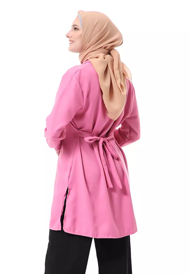 Babyla Long Tunik Pakaian Atasan Muslimah Wanita Motif Polos - Dusty