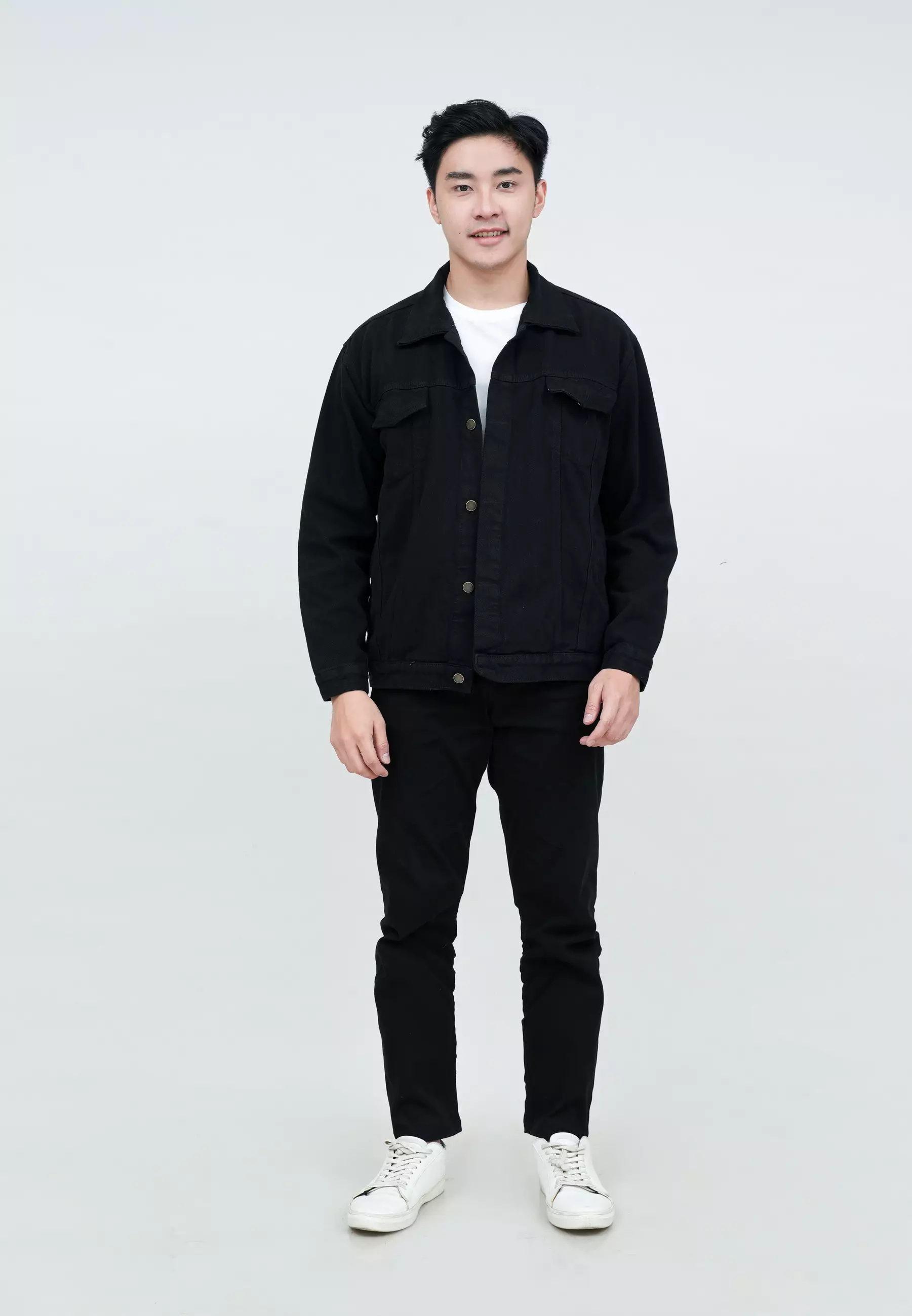 Houseofcuff Jaket Jeans Denim Hitam Tebal Pria Unisex Damaged