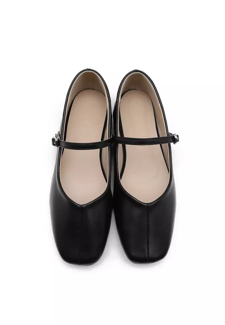 Melliji 方頭拼接瑪莉珍平底鞋 (1cm)