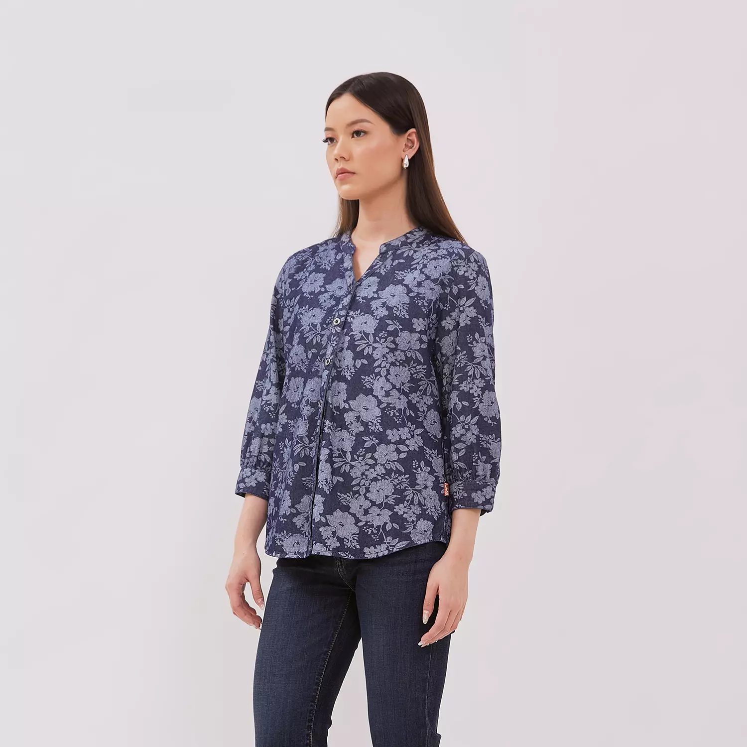 DUST Blouse Denim Swari Azka Flower (D.13186)