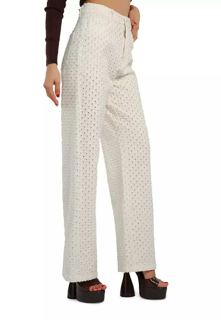 Buy London Rag Textured High Waist Pants in White in White 2024