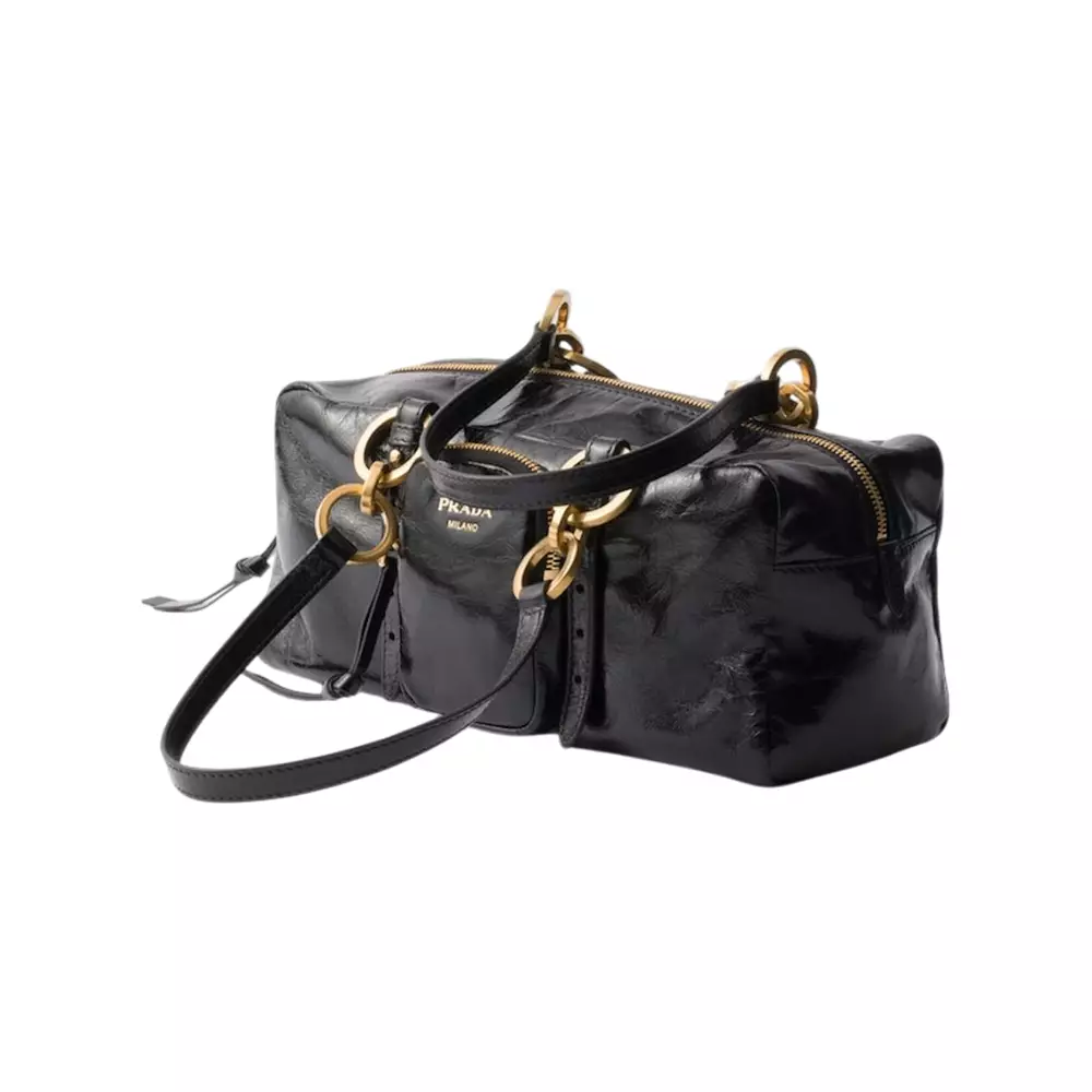 Jual PRADA Dangle Medium Leather Top Handle Bag Black
