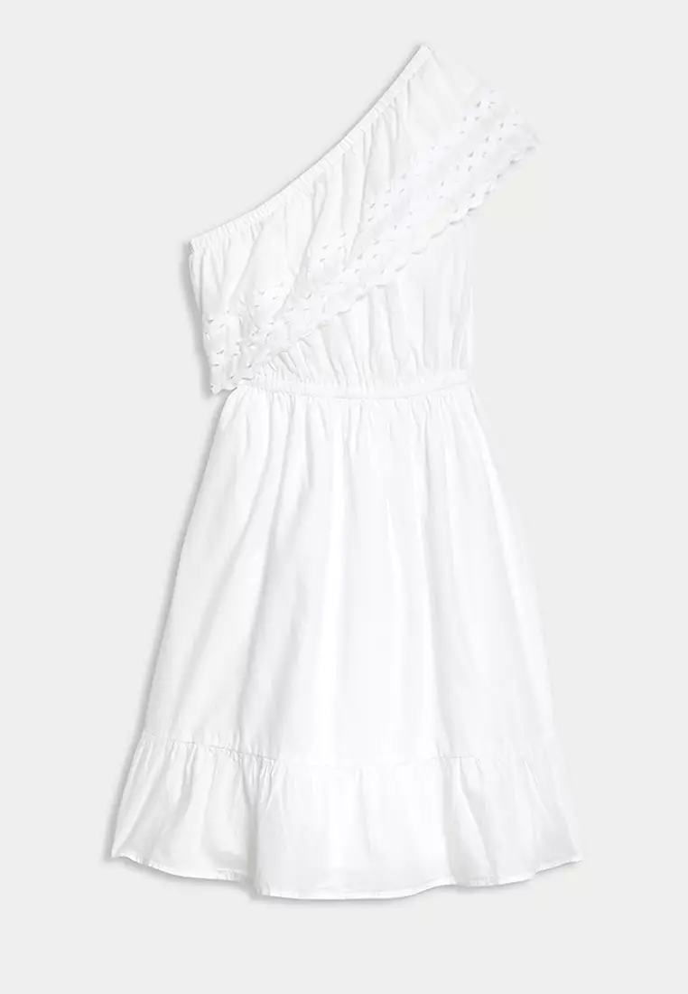 Pure Cotton One Shoulder Mini Beach Dress