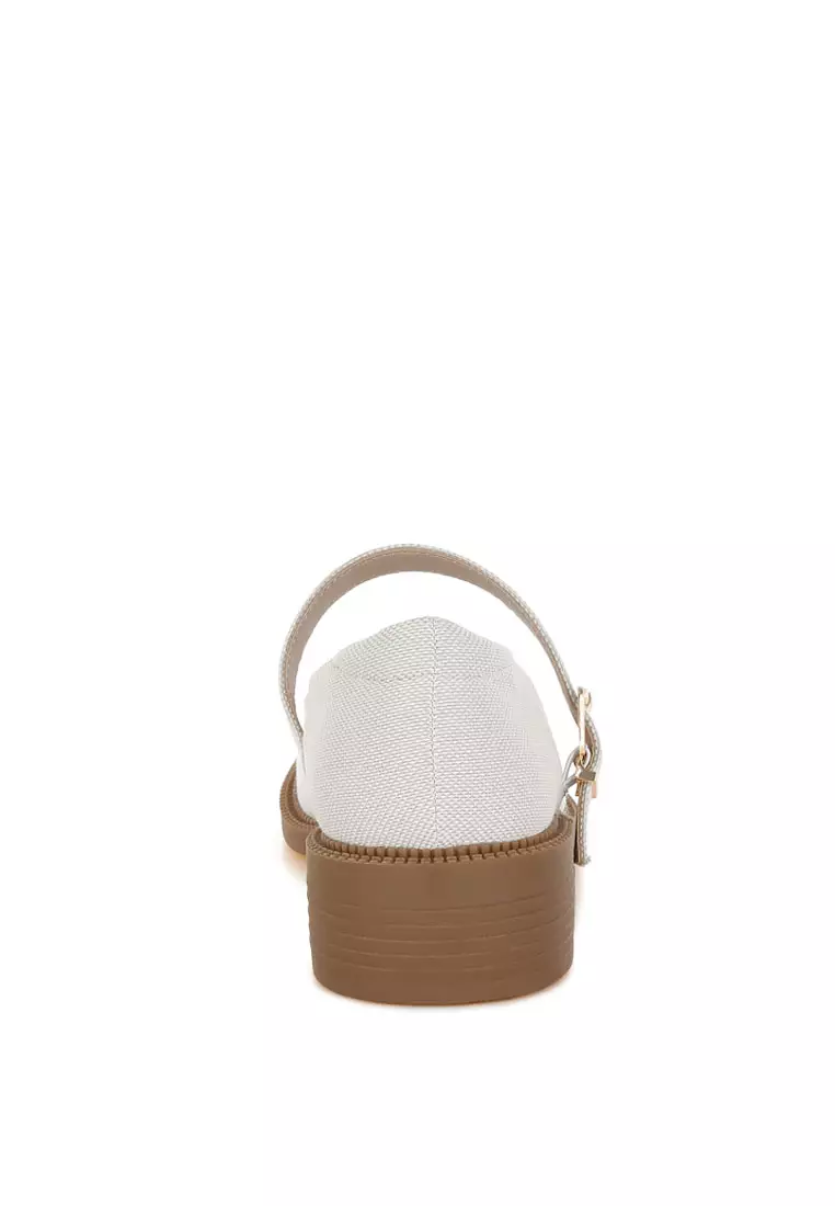 Canvas Mary Jane Shoes in Beige