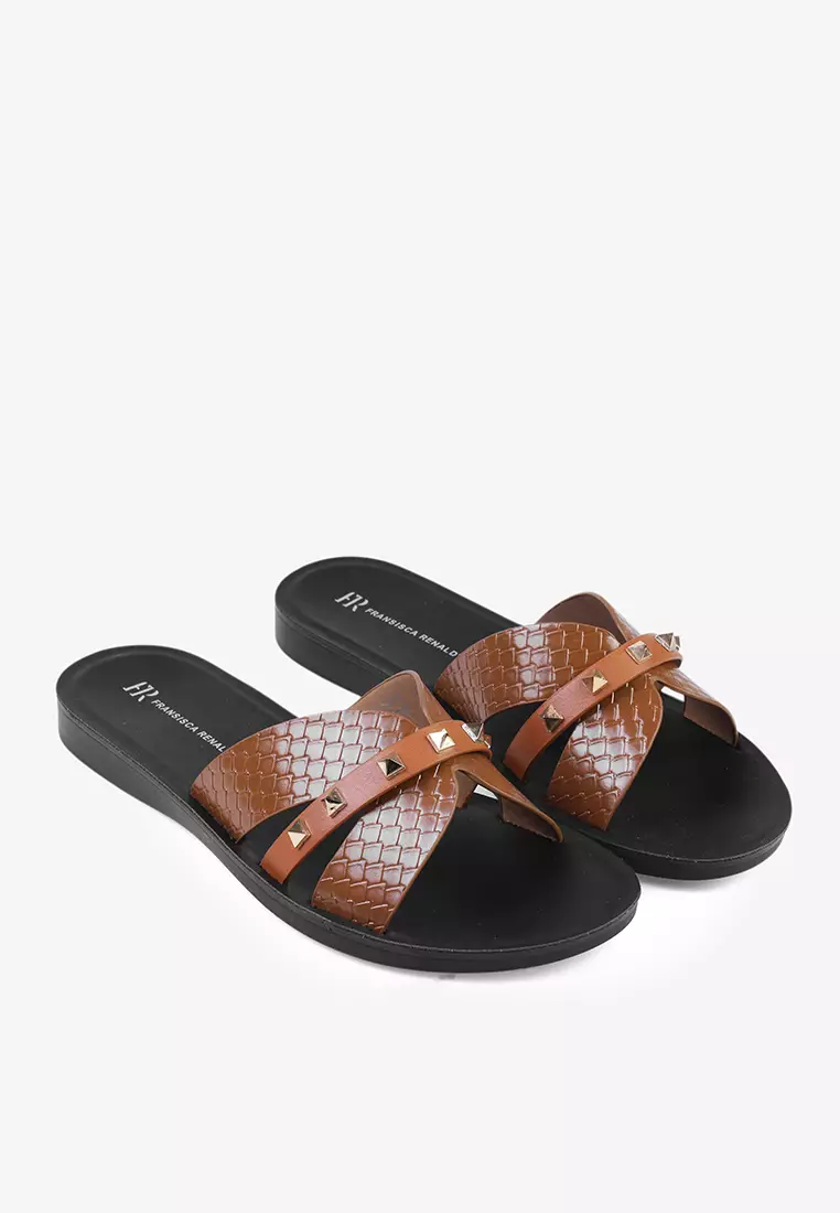 Sandal Slip On Wanita Ringan L.Ferent 01 Brown
