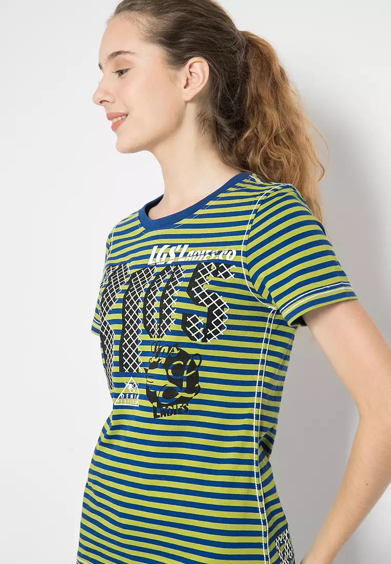 LGS - Kaos Wanita Motif Salur Warna Kombinasi LTS.520.T872M.116.C