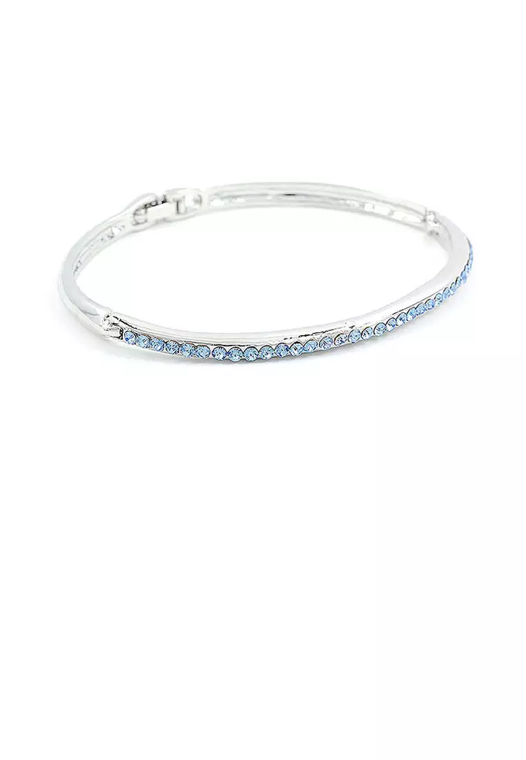 Elegant Bangle with Blue Austrian Element Crystals