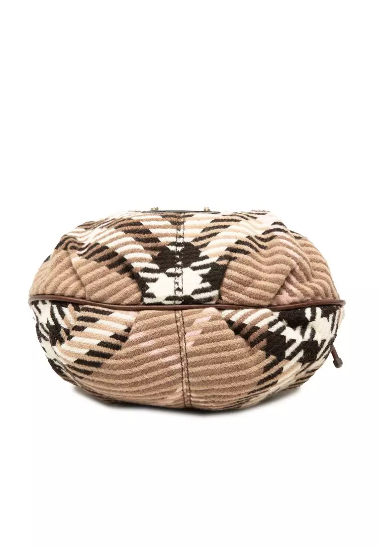 Pre-Loved Burberry Supernova Check Wool Drawstring Crossbody