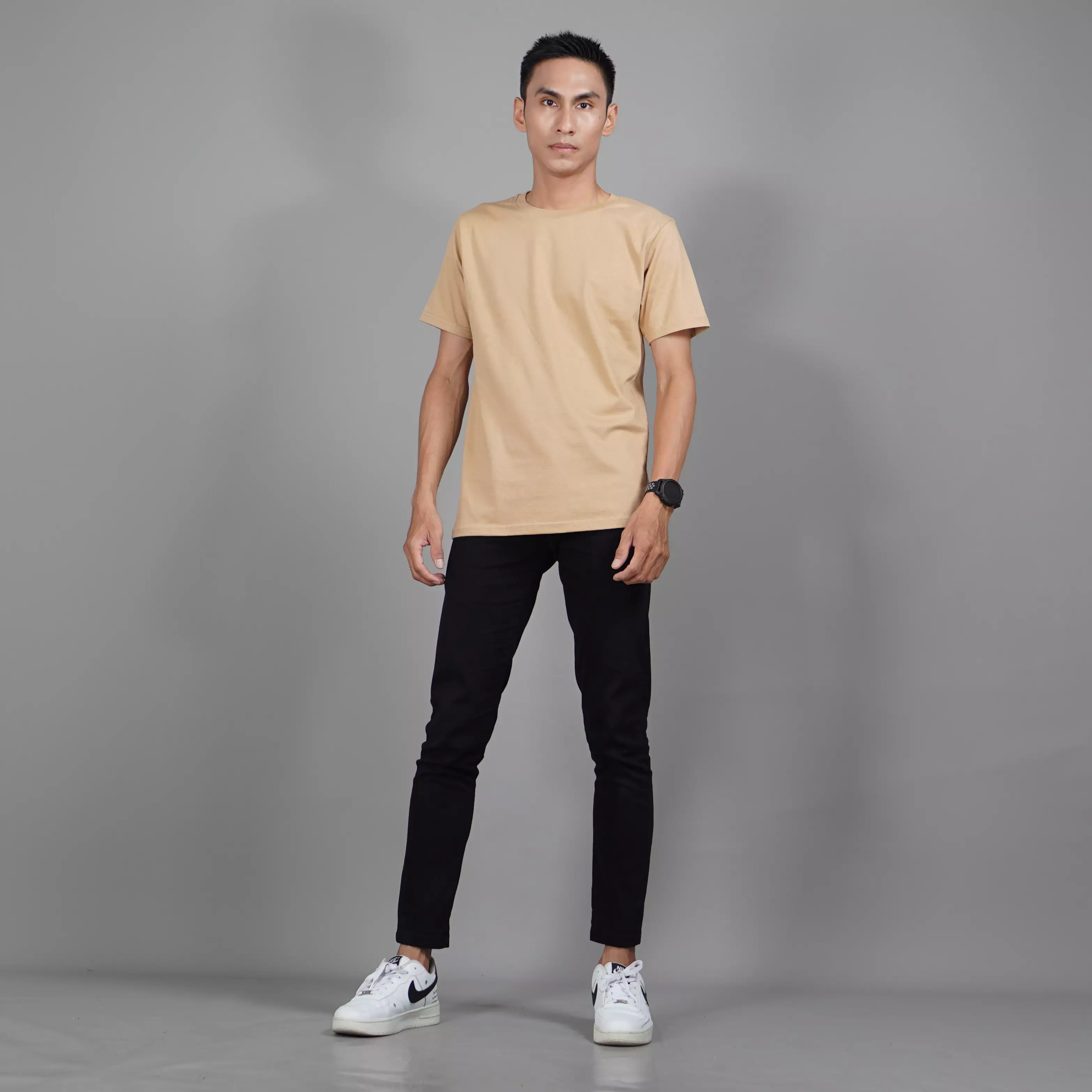  Kaos Polos Lengan Pendek Pria TShirt Cotton - Latte