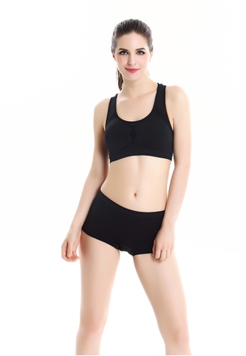 YSoCool black Set of Seamless Wireless Racerback Comfort Bra and Safety Shorts 1D7D6USD4909E8GS_1