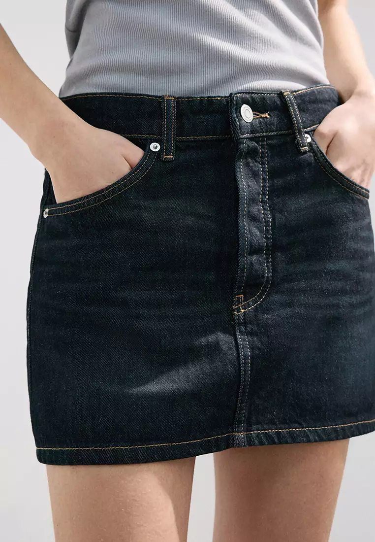 Low-Rise Denim Mini Skirt