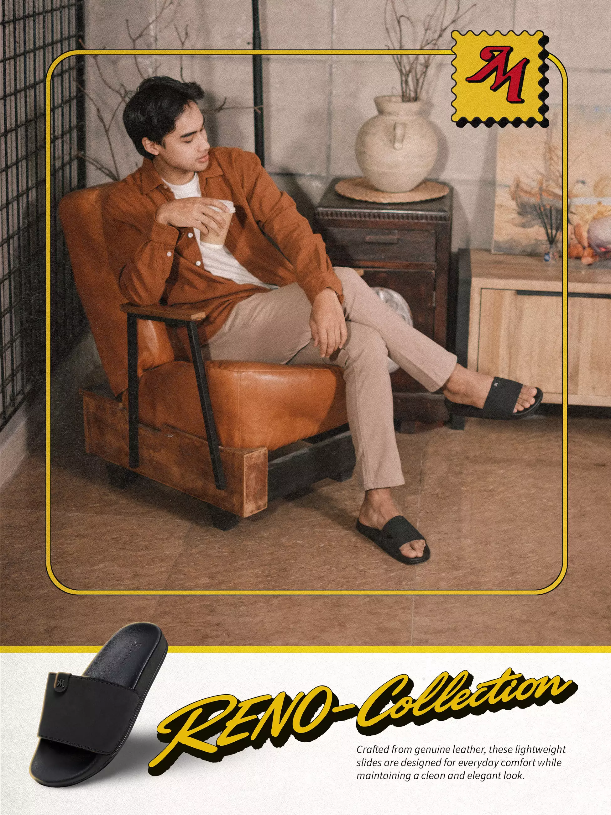 Marhadi Sandal Selop Sendal Slide Pria Nyaman - Reno Collection - Reno Black 