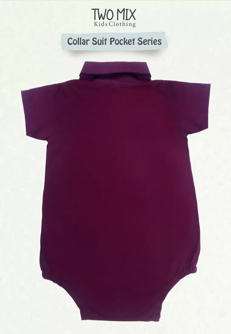Two Mix - Baju Jumper Bayi Playsuit  - Collar Suit Lucu Laki Laki / Perempuan 0 1 2 Tahun 4302 Burgundy