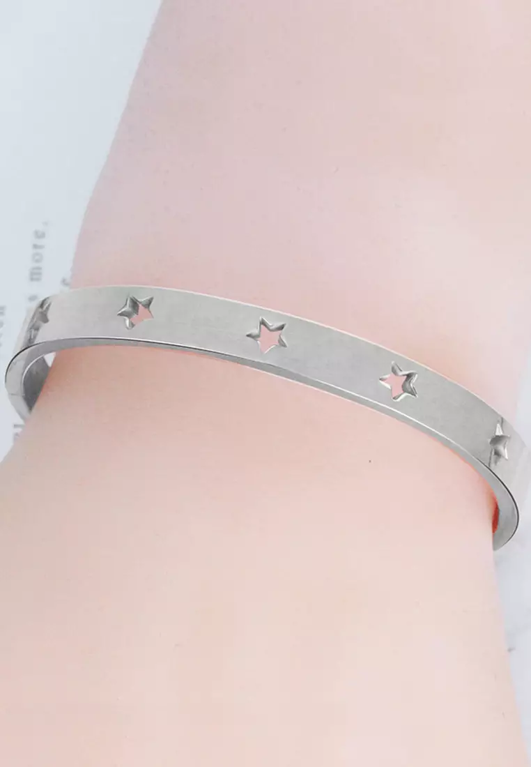 Bellatrix Star White Gold Layered Bangle