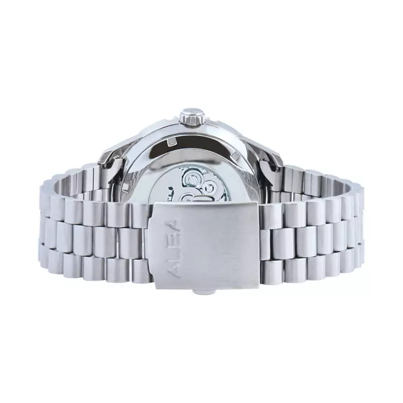 Jam Tangan Pria Alba Mechanical AL4735X1 Automatic Men Pepsi Blue Dial Stainless Steel Strap