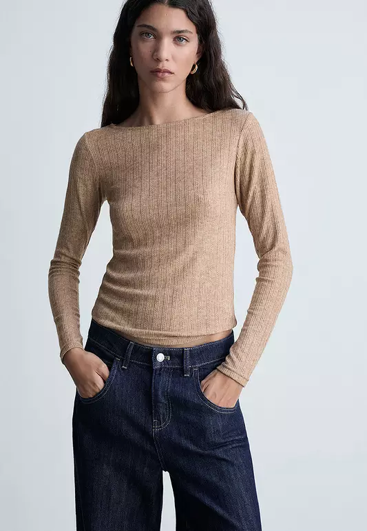 Pointelle Long-Sleeved T-Shirt