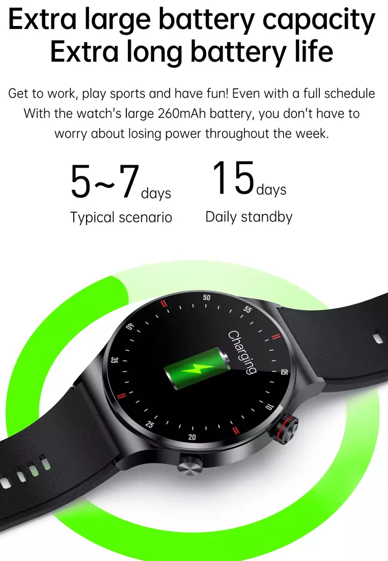 SmartWatch with Stainless Steel Bracelet + 1 Free Rubber Strap