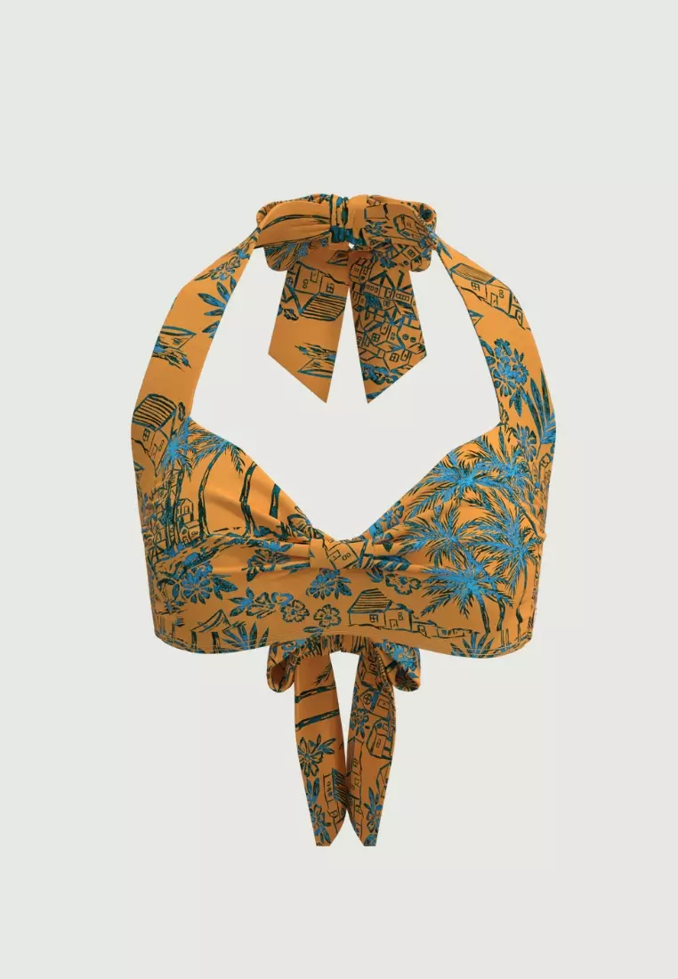 Tropadelic Days Marigold Knot Front Bikini Top
