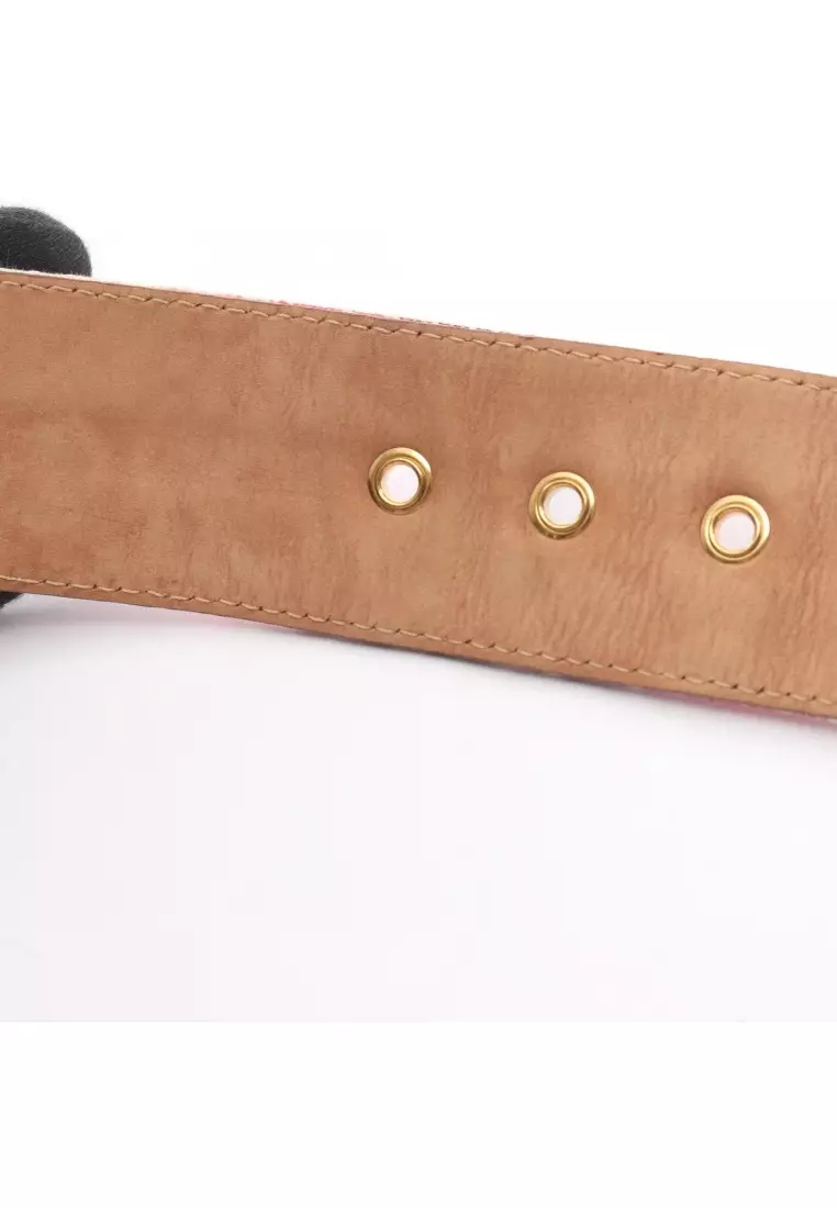 Pre-Loved Fendi belt canvas leather Red multicolor gold hardware