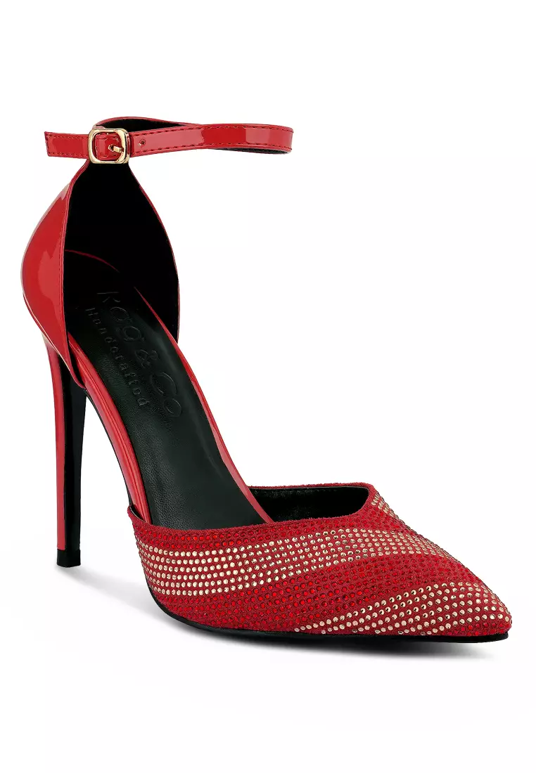 Red on sale diamante sandals