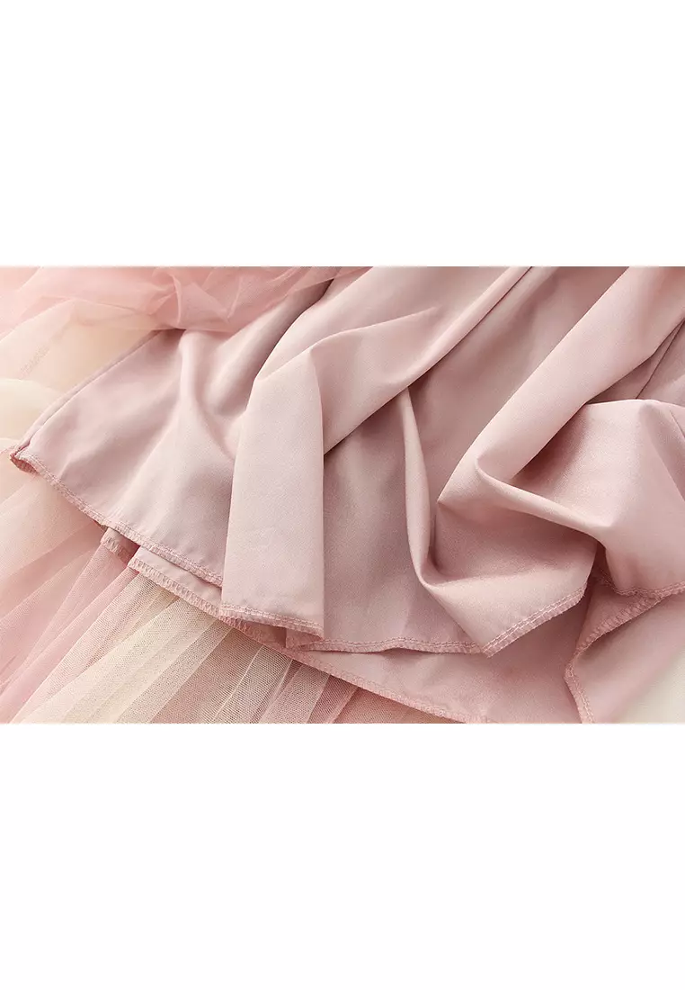 Spring/Summer Contrast Color Maxi Mesh Skirt AF8576