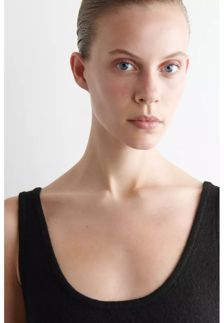 BOILED-WOOL A-LINE MINI DRESS