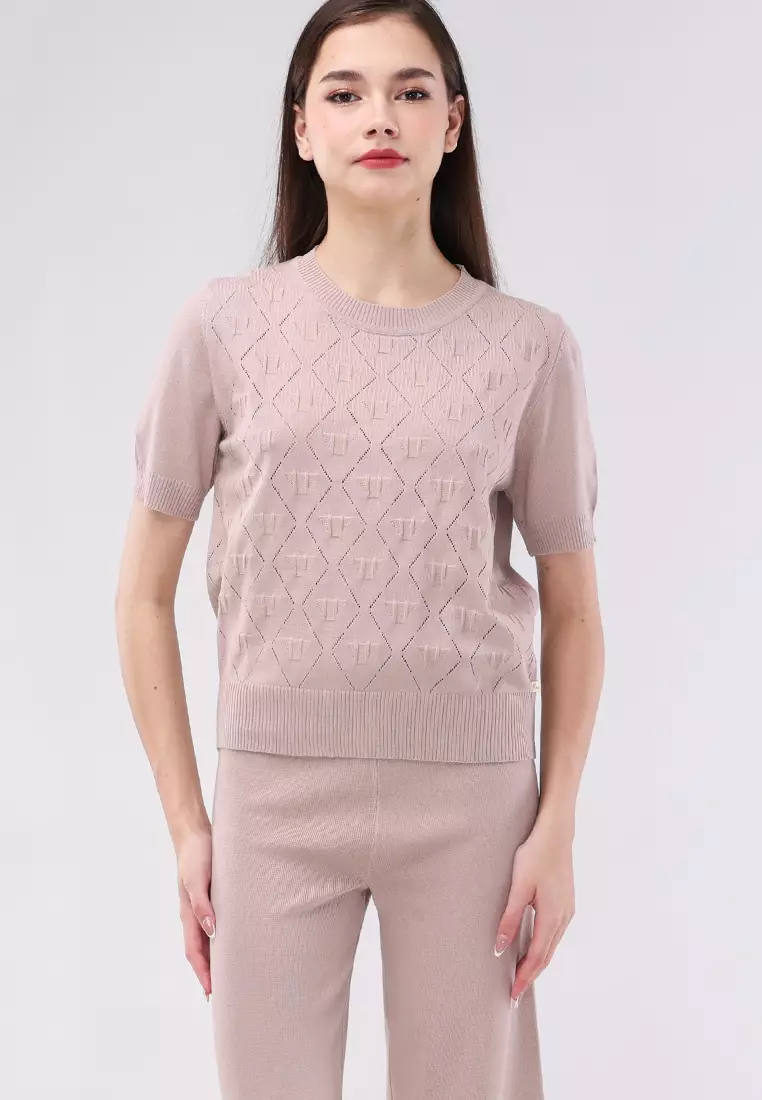 Knitted Short Sleeve Tops/Pants Terno