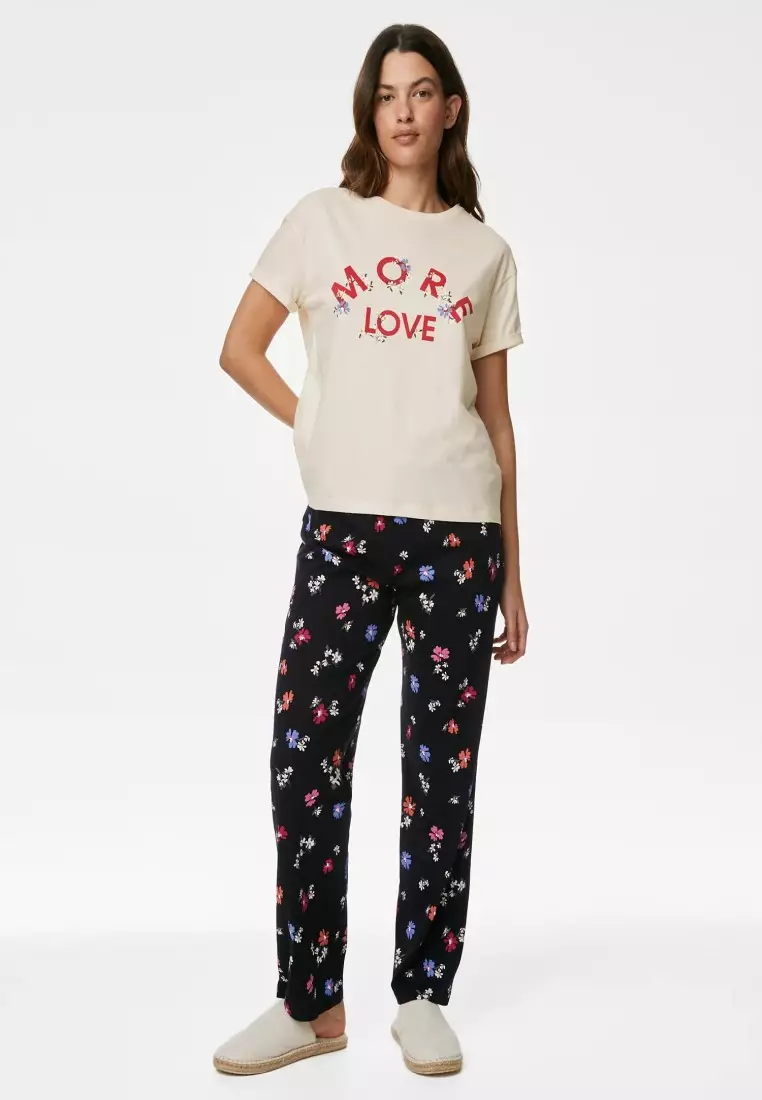 Buy MARKS SPENCER Pure Cotton Floral Print Pyjama Set 2025