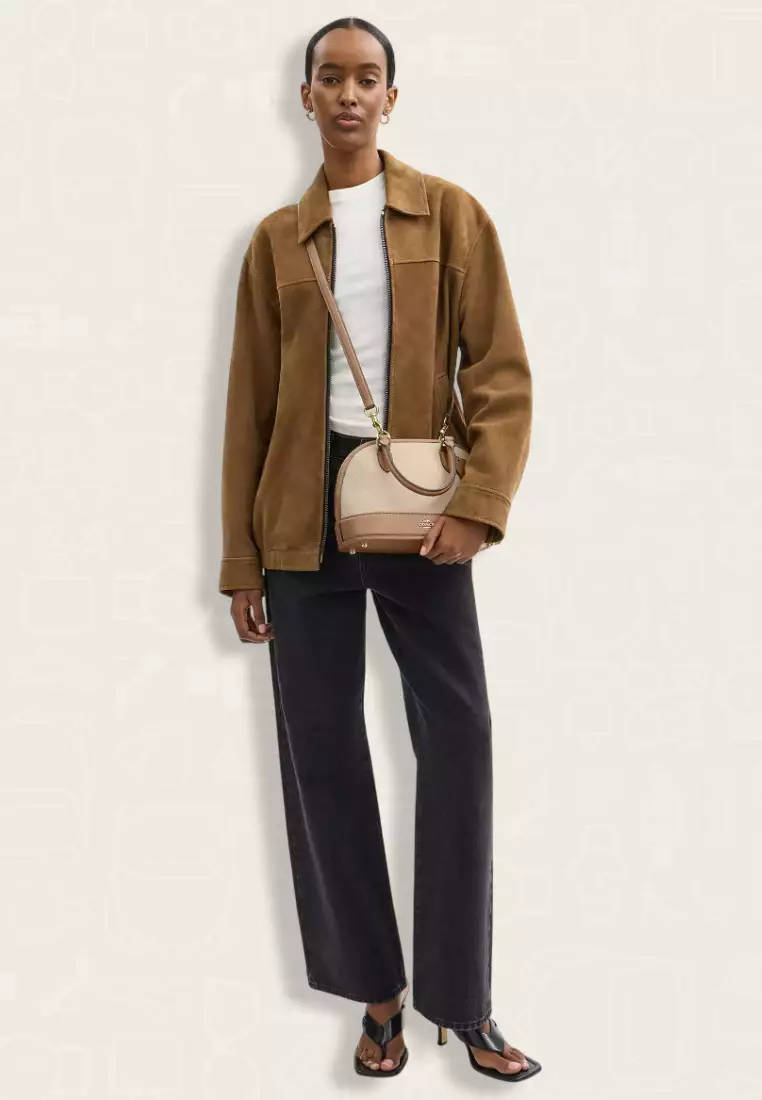 Coach Sabrina Satchel Bag In Colorblock Ivory Taupe