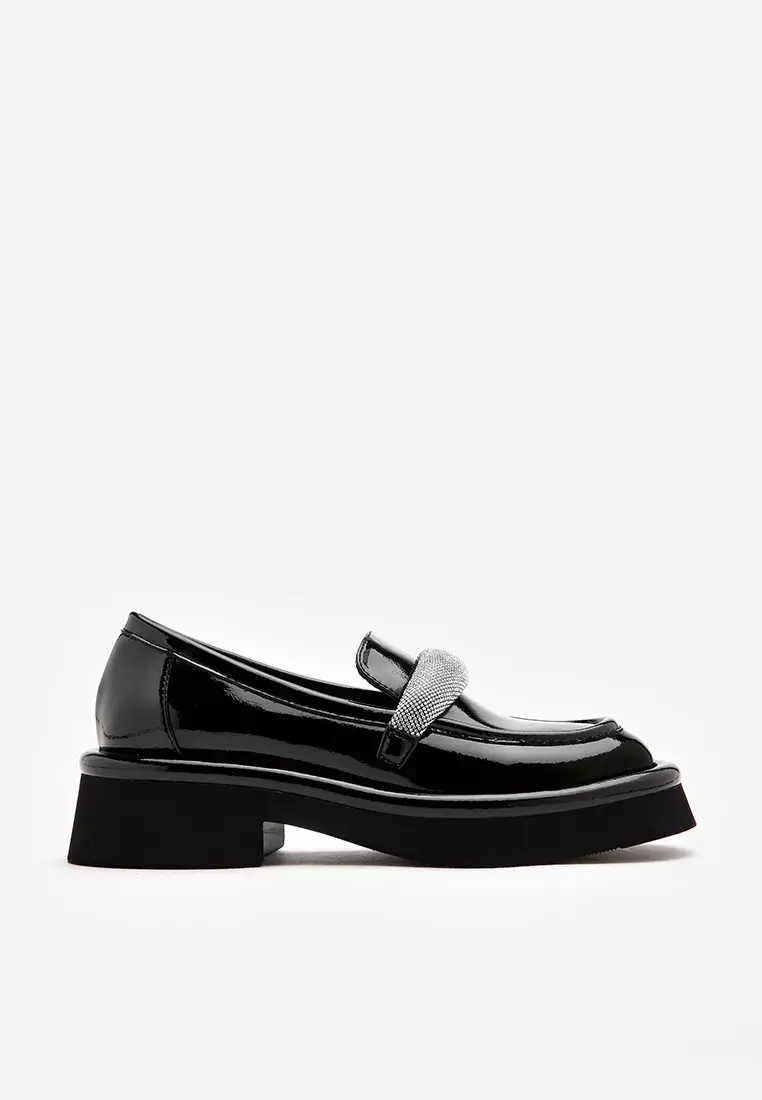 Discount on Pazzion  shoes - SKU: Darla Diamantes Heeled Loafers Black