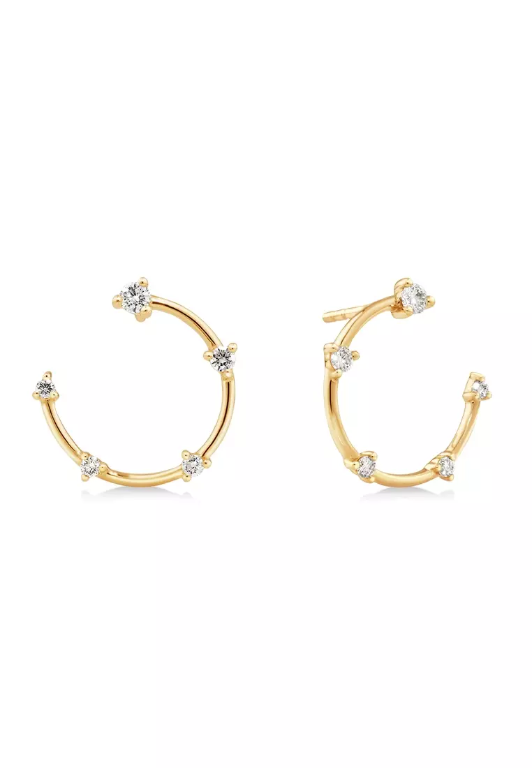 Gold hoop earrings hot sale with small diamonds