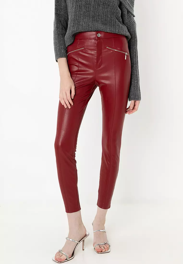 Leather pants with zippers zara store