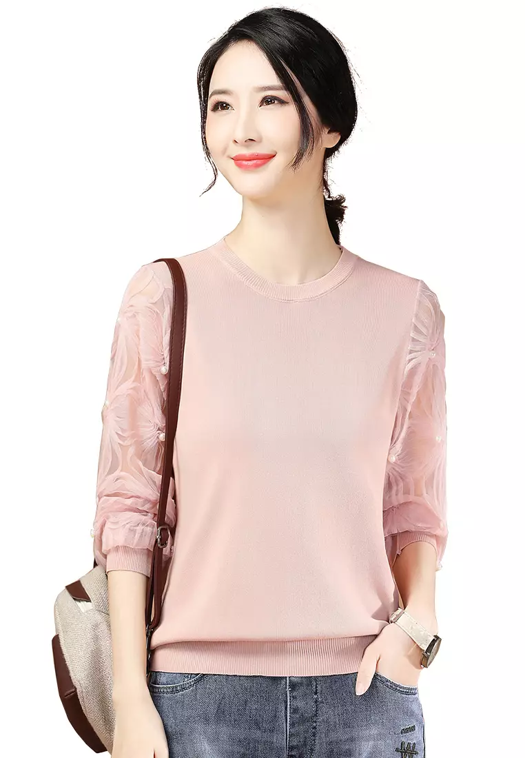Buy A IN GIRLS Fashion Mesh Stitching Sweater Online ZALORA Malaysia