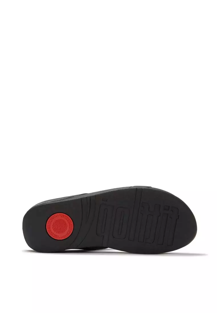 FitFlop FINO Marbled-Stone H-Bar Slides - Black (A2K-001)