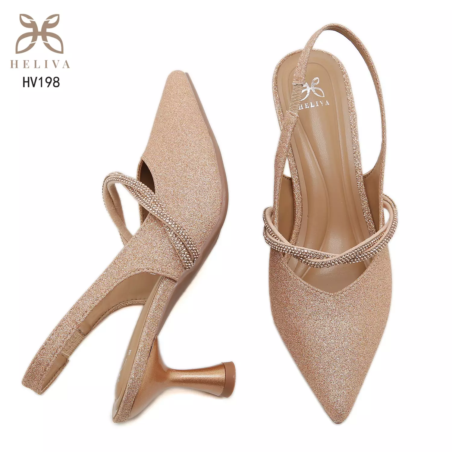 HELIVA CELESTINE Heels Slingback Glitter Stylish HV198